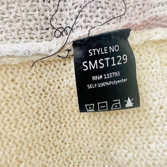 POL Oversized Dolman Sweater S Relaxed Lightweight Patchwork Camo Distressed - Picture 8 of 10